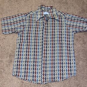 Boys Geometric Pattern Shirt - Blue, Red, White